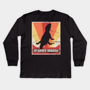 Retro Vintage Bearded Dragon Poster Kids Long Sleeve T-Shirt